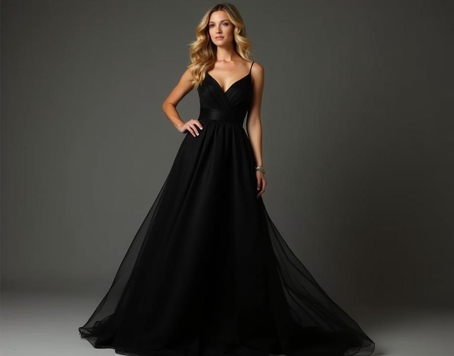 Robe de soirée noire sophistiquée